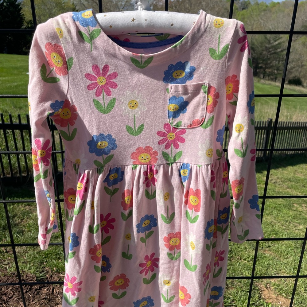 Pink Floral Long Sleeve Dress